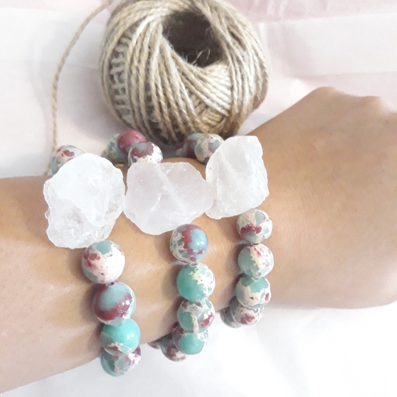 Estrella & Luna Jewelry - Raw Crystal Jasper Bead Boho Bracelet